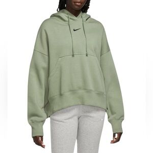 Nike Oversized Sage Green Fleece Hoodie Pullover Sweatshirt Size S/P